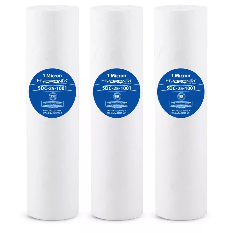 (3 Pack) Hydronix SDC-25-1001 RO Reverse Osmosis Sediment Water Filter 2.5" X 10", 1 m