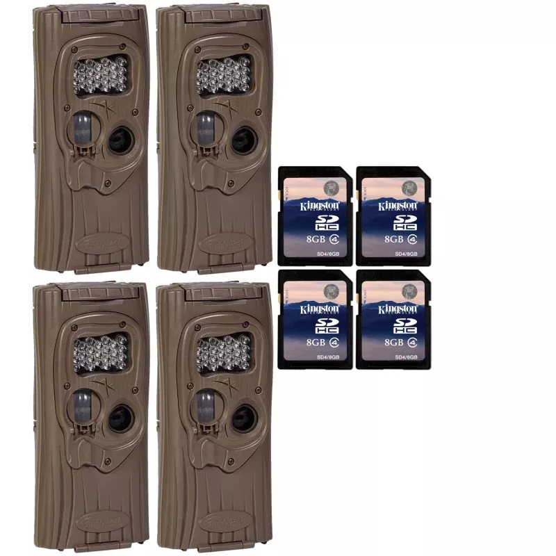 (4) CUDDEBACK F2 IR Plus 1309 Infrared Trail Game Hunting Cameras + SD Cards