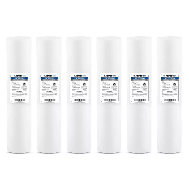 (6 Pack) Hydronix SDC-45-2005 - Whole House Hydroponics Sediment Water Filter 20", 5 m