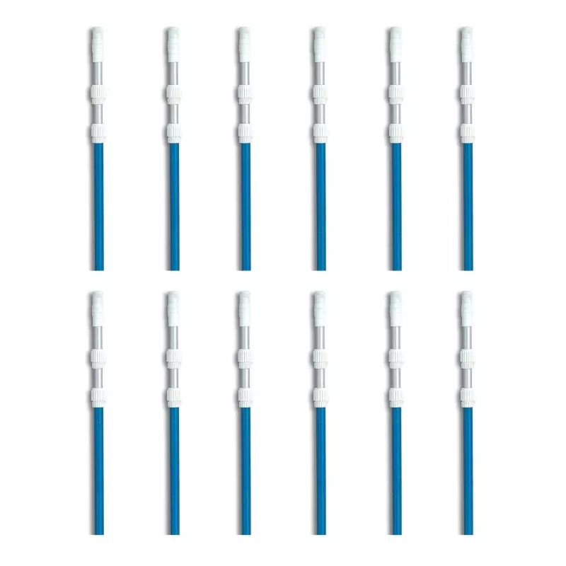 Swimming Pool 7' - 21' ft Telescopic 3 Piece Telescoping Vacuum Pole (12 Pack)